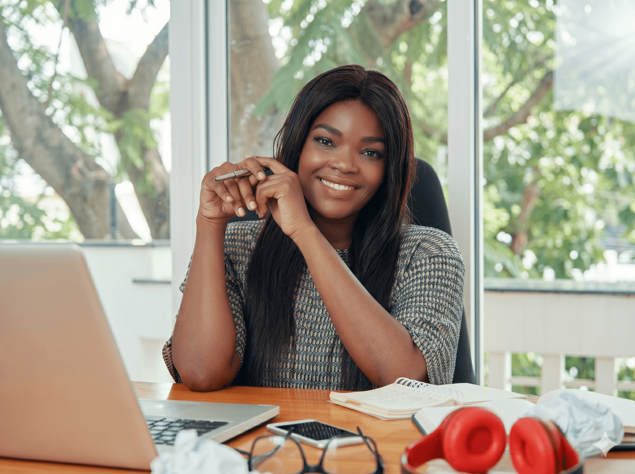 Professional working at computer in modern office